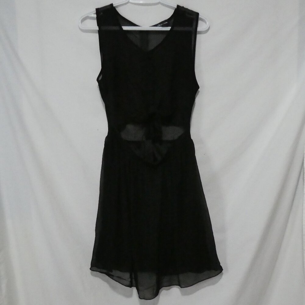 SEDUCTIONS | medium | Elegant Sheer Black Sleeveless Cut-Out Dress | Zip-Up Back
